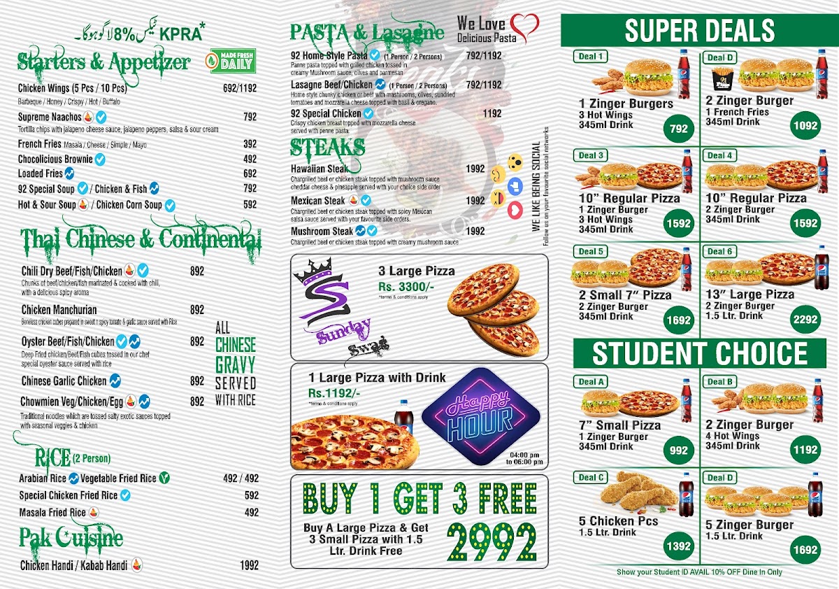 Menu 92 Pizza Abbottabad-1